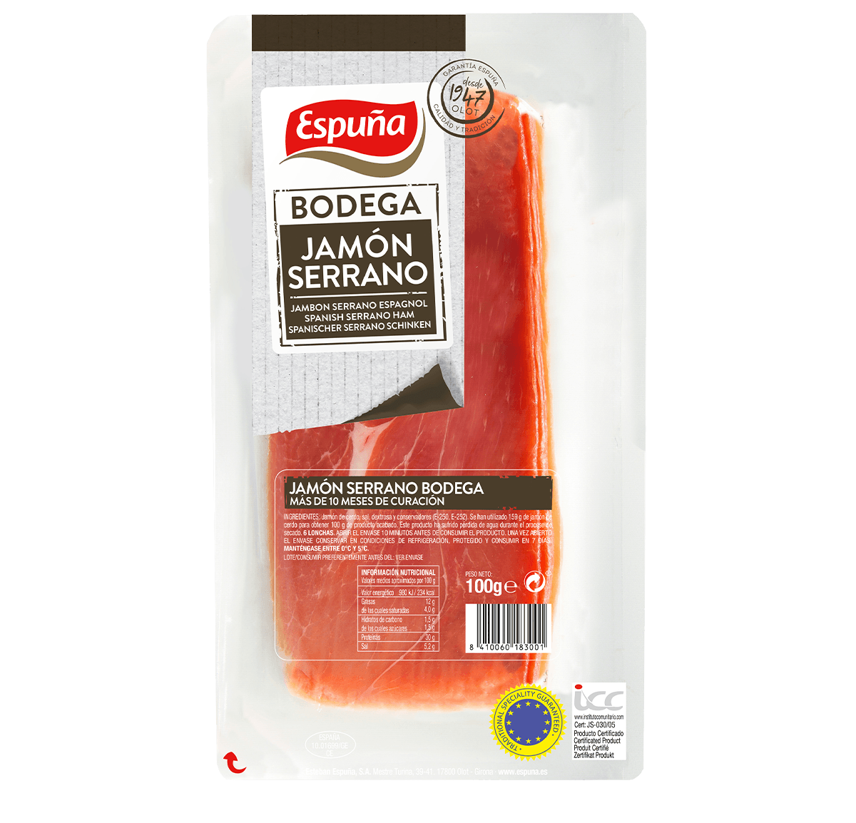 Jamón serrano lonchas 100g