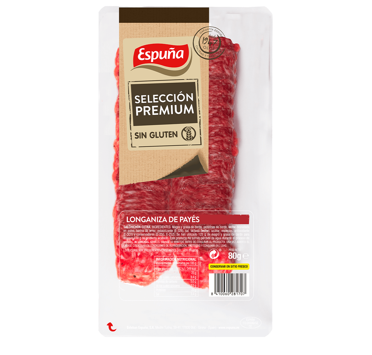 Longaniza de payés lonchas 80g