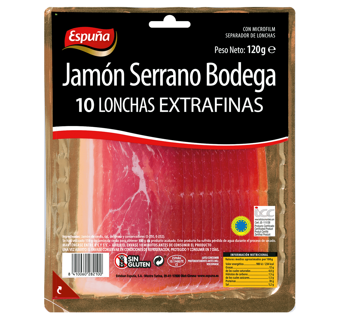 Jamón serrano finas lonchas 120g