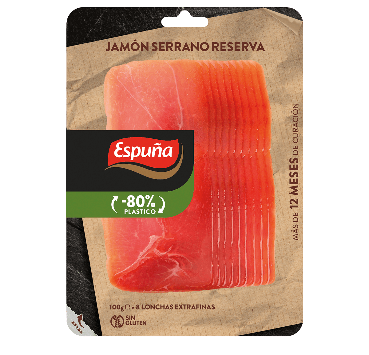 Jamón serrano reserva finas lonchas 100g (12 meses)