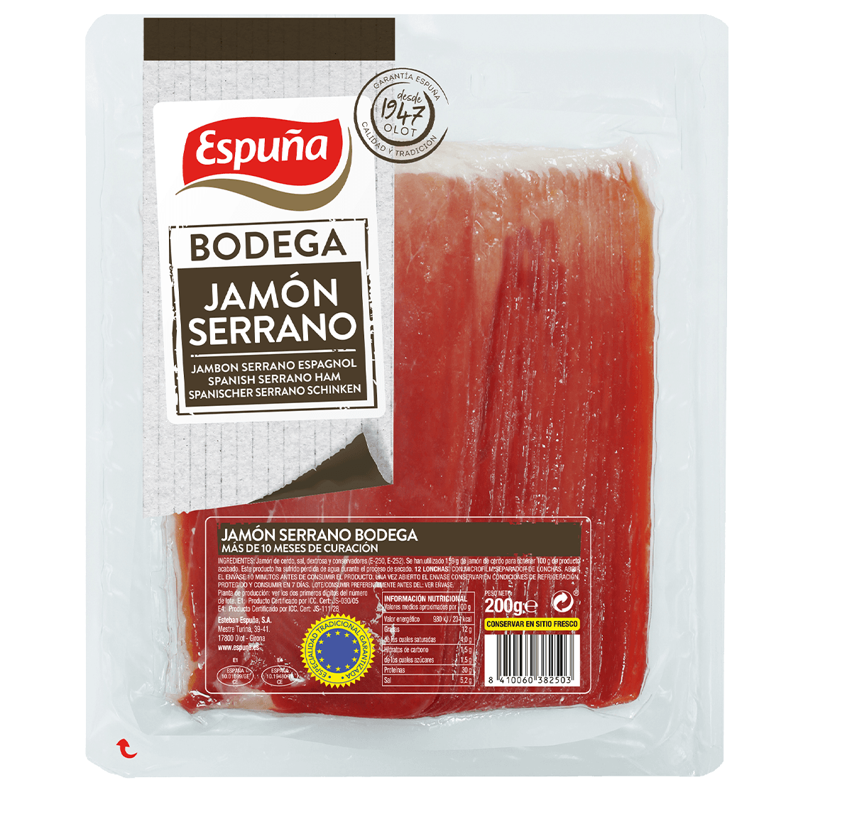 Jamón serrano lonchas 200g