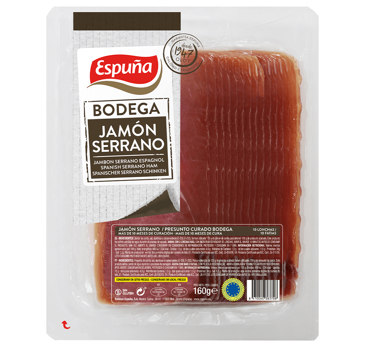 Jamón serrano lonchas 160g