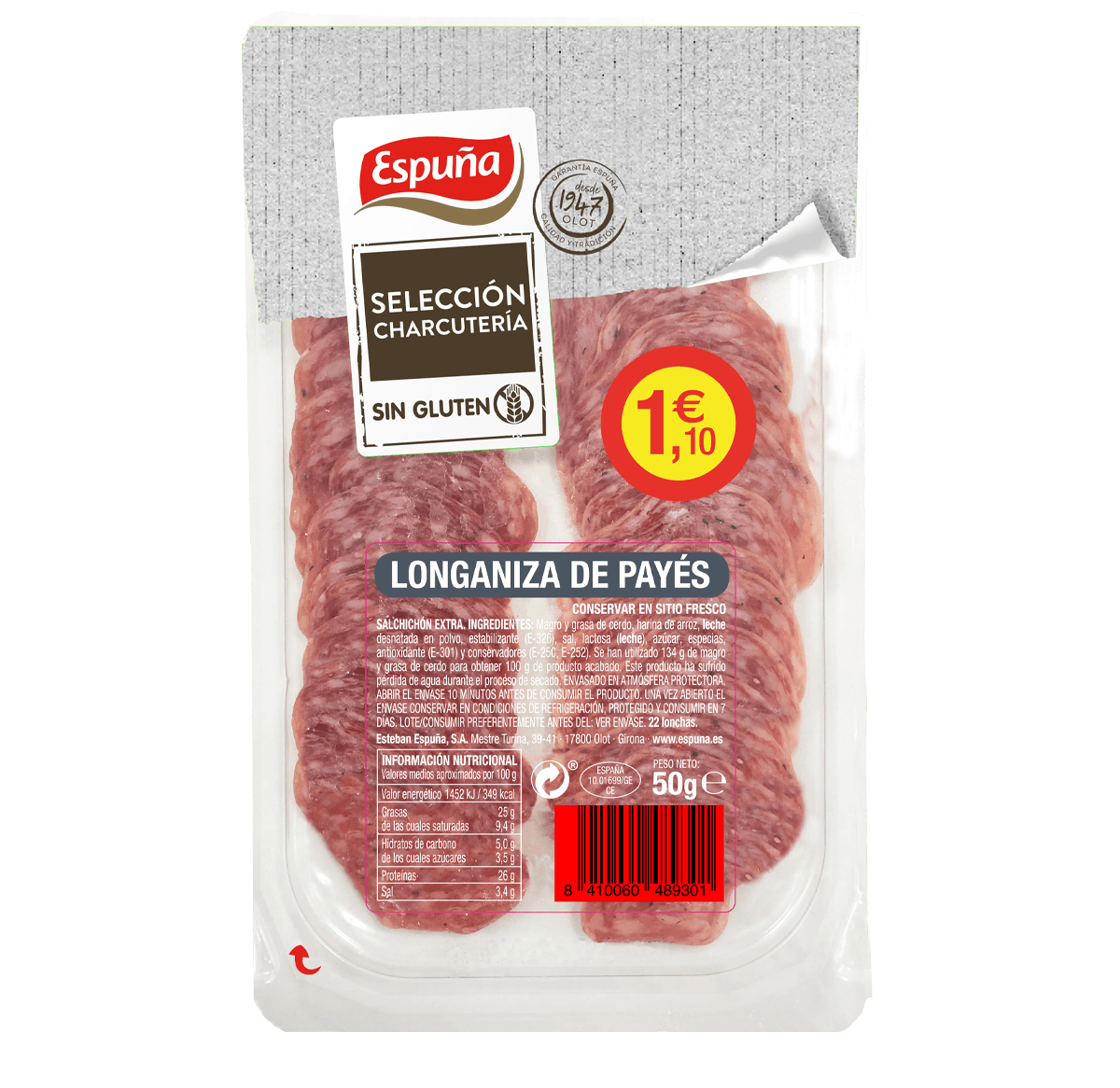 Longaniza payés lonchas 50g - flash