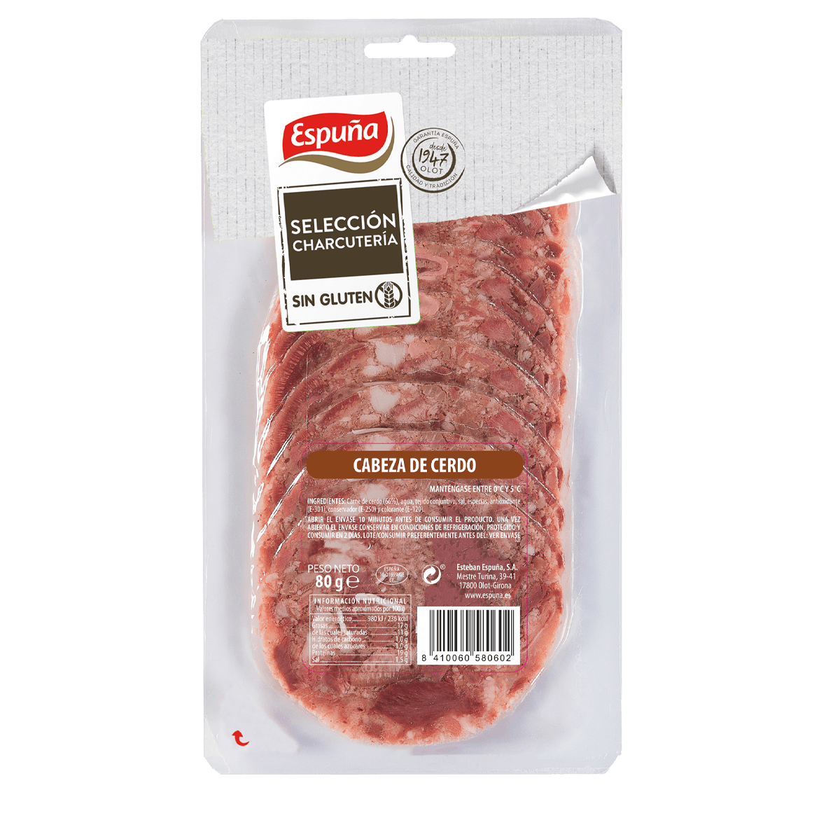 Cabeza de cerdo lonchas 80g