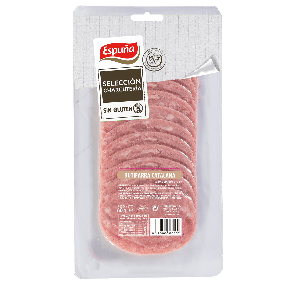 Butifarra catalana lonchas 60g