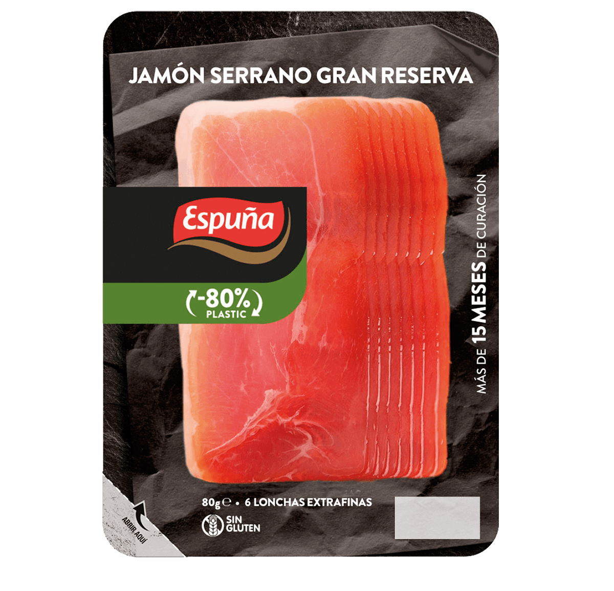 Jamón serrano gran reserva finas lonchas 80g