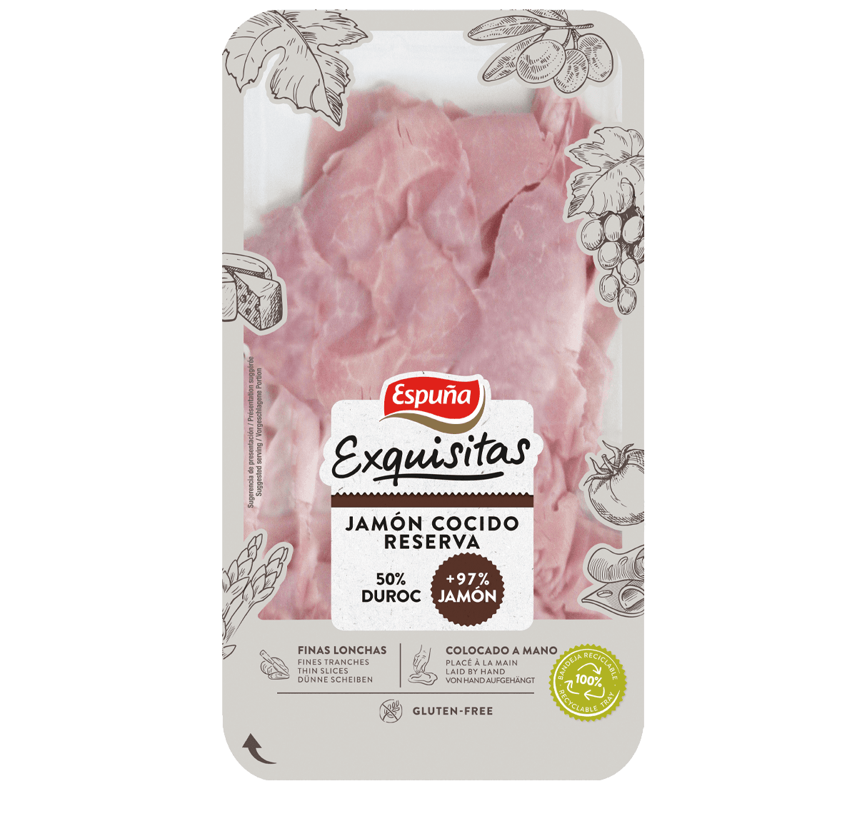 Jamón cocido 50% duroc 80g - 97% jamón