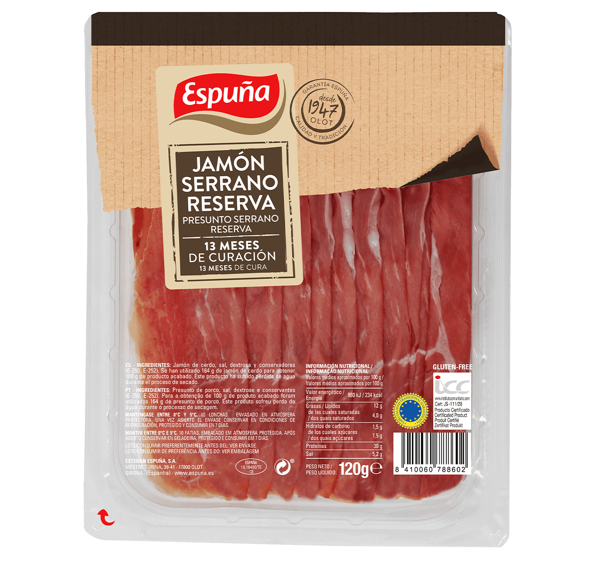 Jamón serrano reserva folding 120g (13 meses)