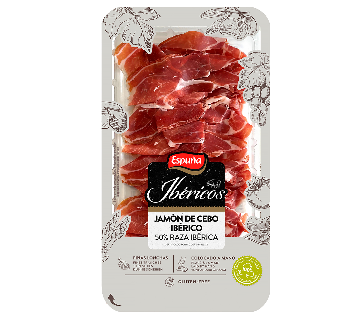 Jamón de cebo ibérico finas lonchas 80g